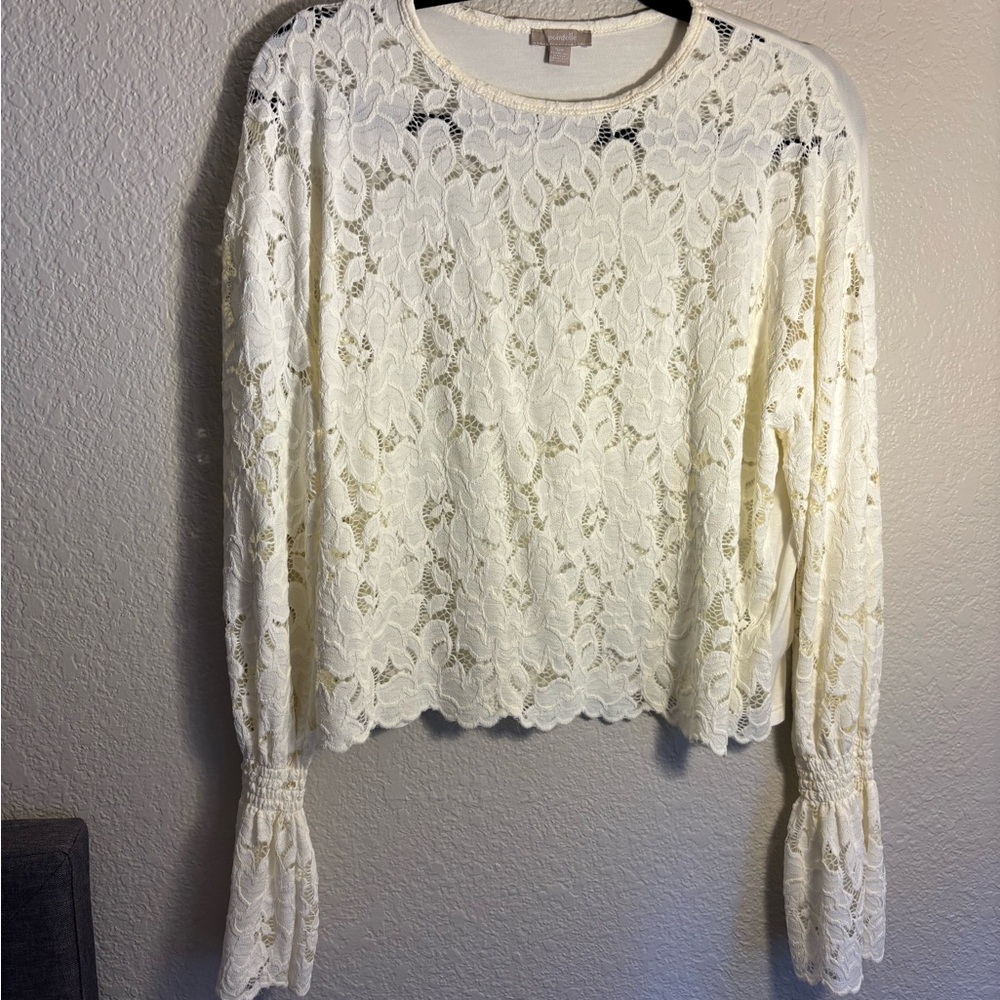 Chic Lace Ivory Blouse